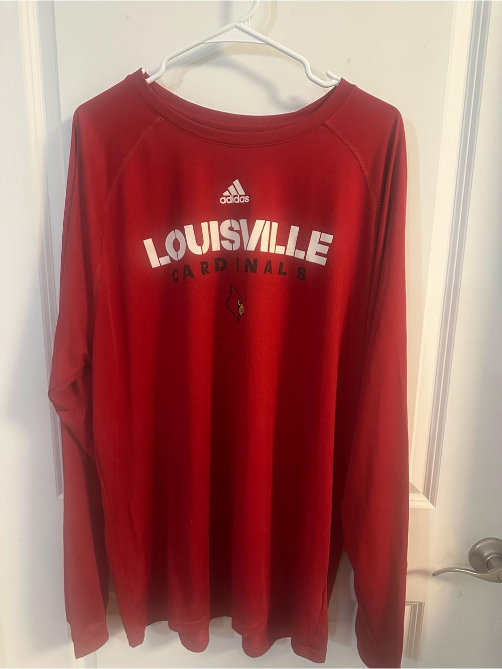 adidas Red Louisville Cardinals Long Sleeve Shirt